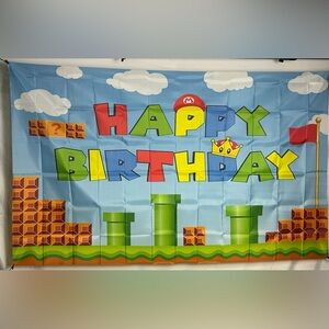 Super Mario Gamer Theme Happy Birthday Banner 44x68 Inches And Table Cover